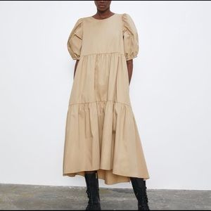 Zara pleated poplin dress